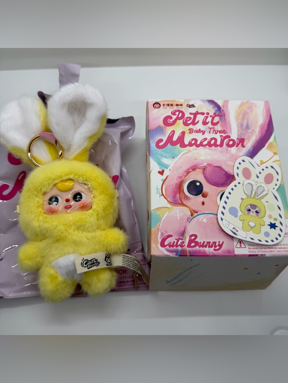 Baby Three Petit Macaron Cute Bunny Confirmed Yellow‎ Pie Plush Keychain